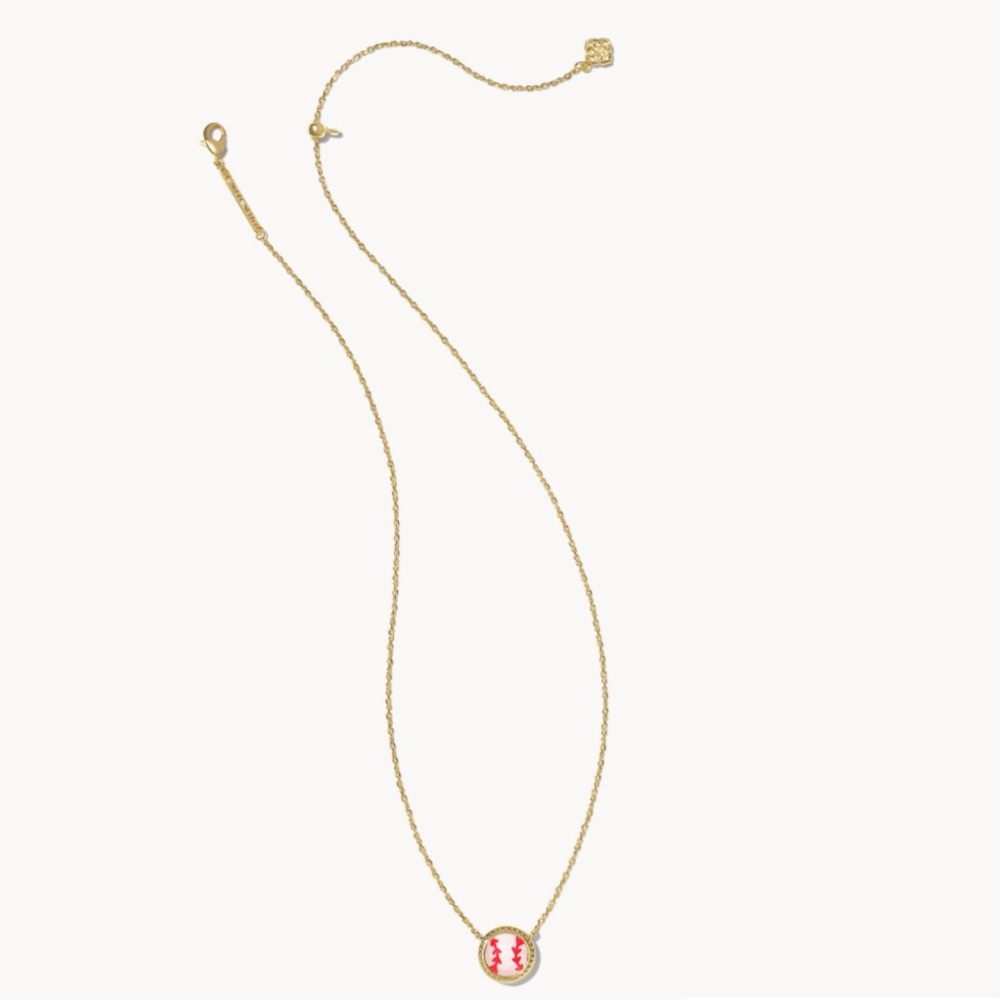 Kendra Scott Baseball Gold Short Pendant Necklace in Ivory Mother-of Pearl.NWOT - Picture 2 of 9